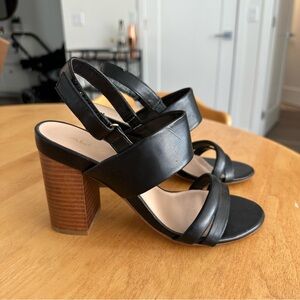 Aldo Black Leather Heeled Sandals